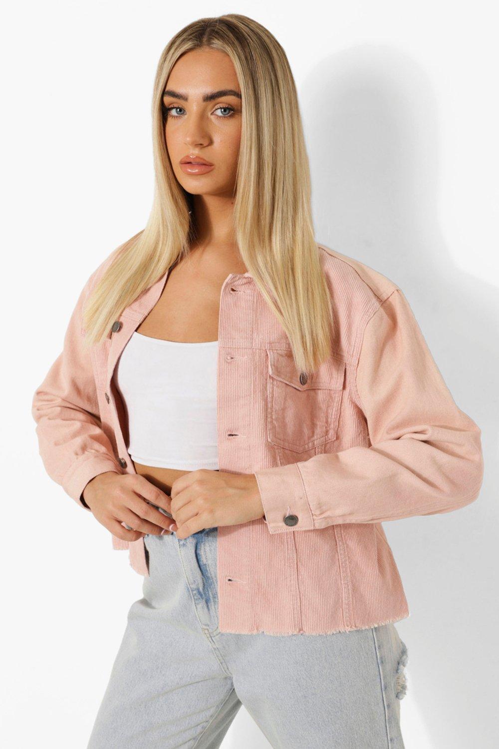 Pink cord denim on sale jacket